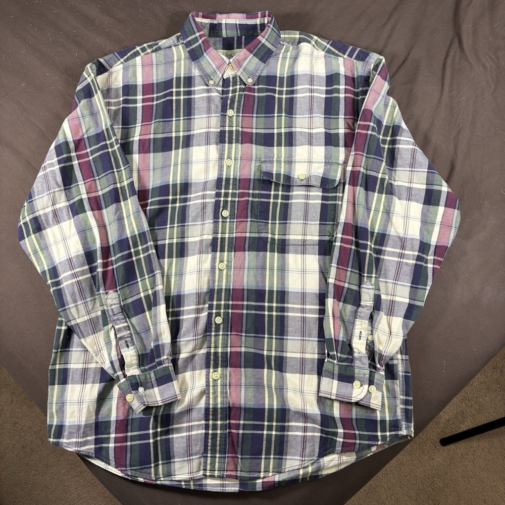 Vintage Eddie Bauer Plaid Shirt Mens L Oversized Workwear Outdoor Button Up